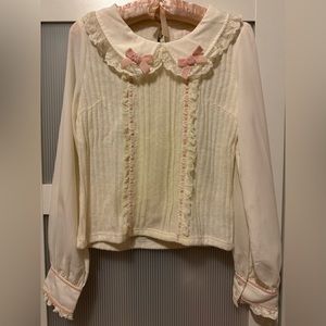 LIZ LISA BLOUSE WITH BOW AND LACE COLLAR